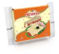 Сыр плавленый ПРЕЗИДЕНТ c ветчиной 40% ломтики п/у 150г